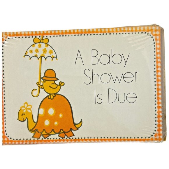 Sealed Vintage Gibson Baby Shower Invitations 16 Cards With Envelopes Orange - Picture 3 of 6